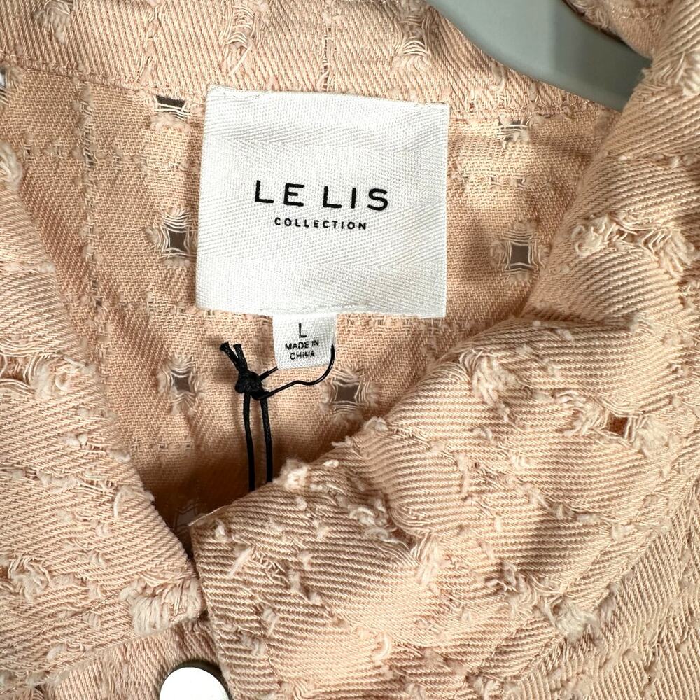 LE Lis Pale Pink Eyelet Design Jacket Large - Picture 5 of 5